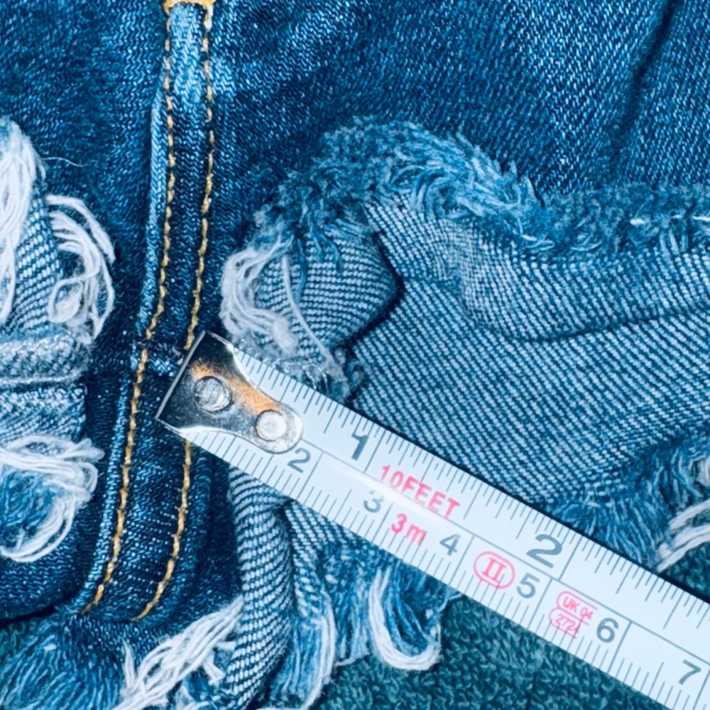 MOTHER Dark Blue Frayed Hem Denim Jean Shorts - Picture 9 of 10